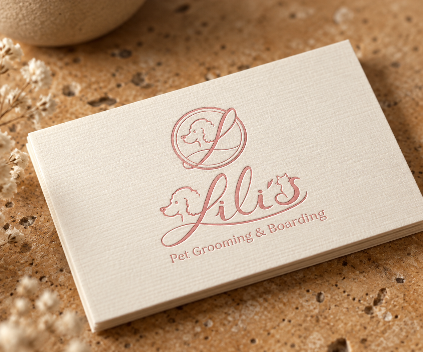 Embossed identity card for a client brand