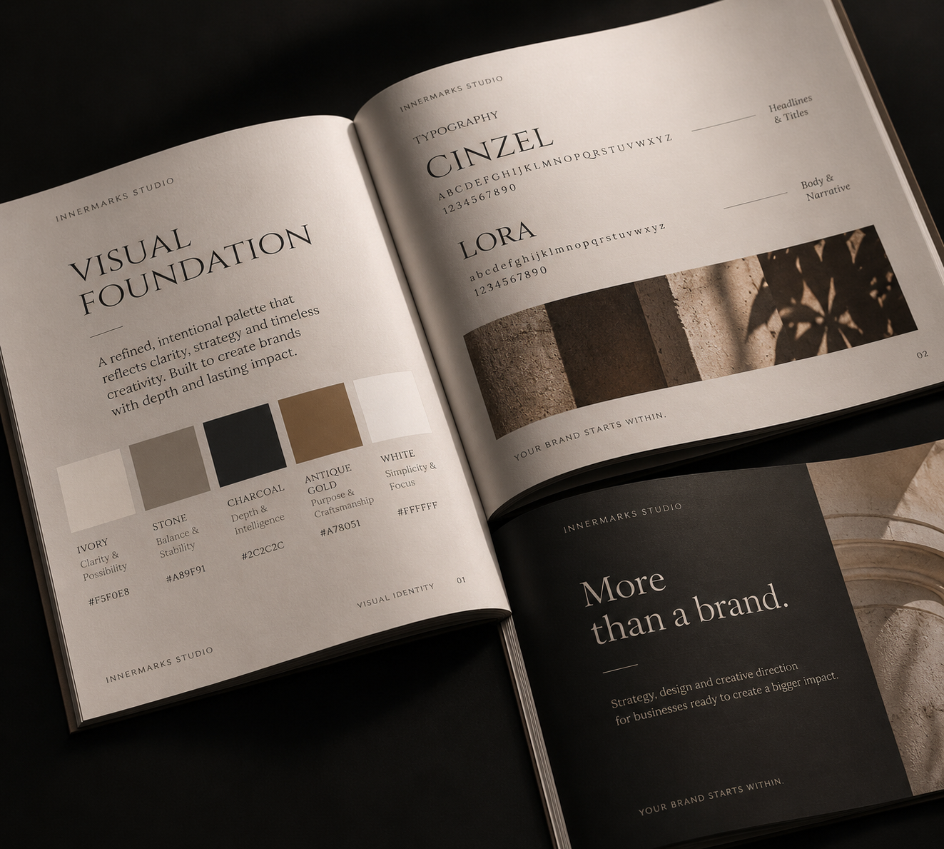 Brand guidelines book spread